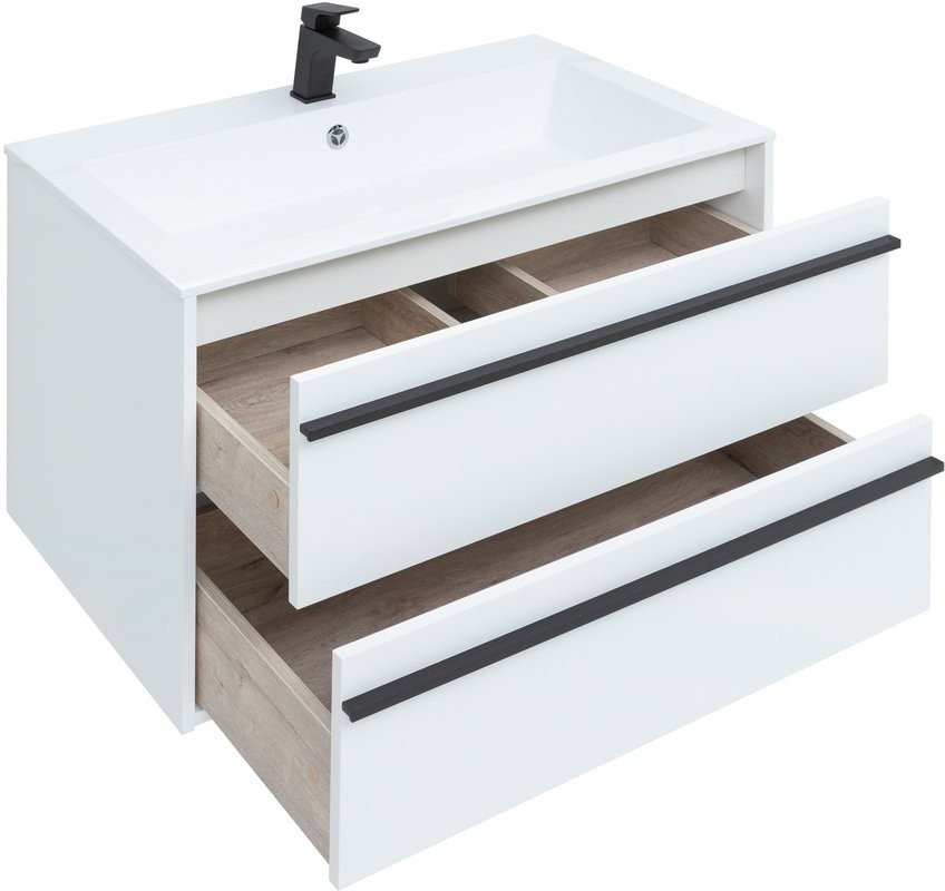 Тумба с раковиной Aquanet Lino 90 белый матовый