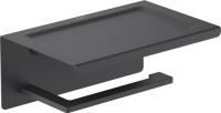 Держатель туалетной бумаги AQUATEK Либра AQ4309MB с полкой для телефона, матовый черный