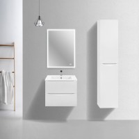 Тумба с раковиной Vincea Mia Slim 60, 2 ящика, белая глянцевая