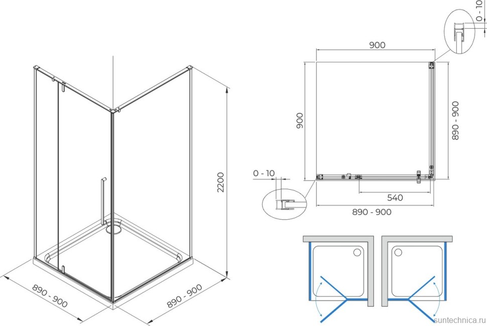 Душевой уголок Terminus Альба 03 3EW90х90B 90х90, черный