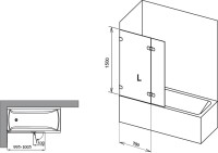 Шторка на ванну Ravak BVS2-100 L Transparent фурнитура хром
