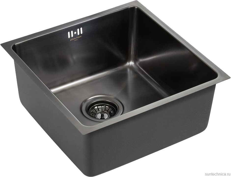 Комплект Мойка Paulmark Vista PM304444-GM вороненая сталь + Измельчитель Bone Crusher BC 1000-AS