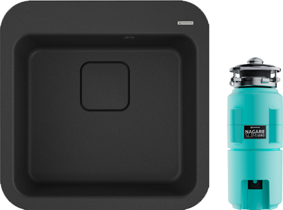 Комплект Мойка Omoikiri Tasogare 51 черная + Измельчитель Nagare slim 1250-AZ azur blue