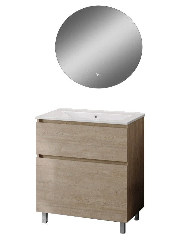 Тумба с раковиной Teymi Laina 75 напольная, светлый дуб