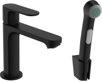 Смеситель для раковины Hansgrohe Rebris S 72215670 с гигиеническим душем, черный матовый