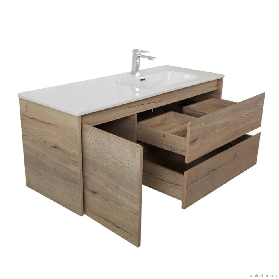 Тумба с раковиной BelBagno Kraft R, 120 2 ящика, дверца, rovere galifax bianco