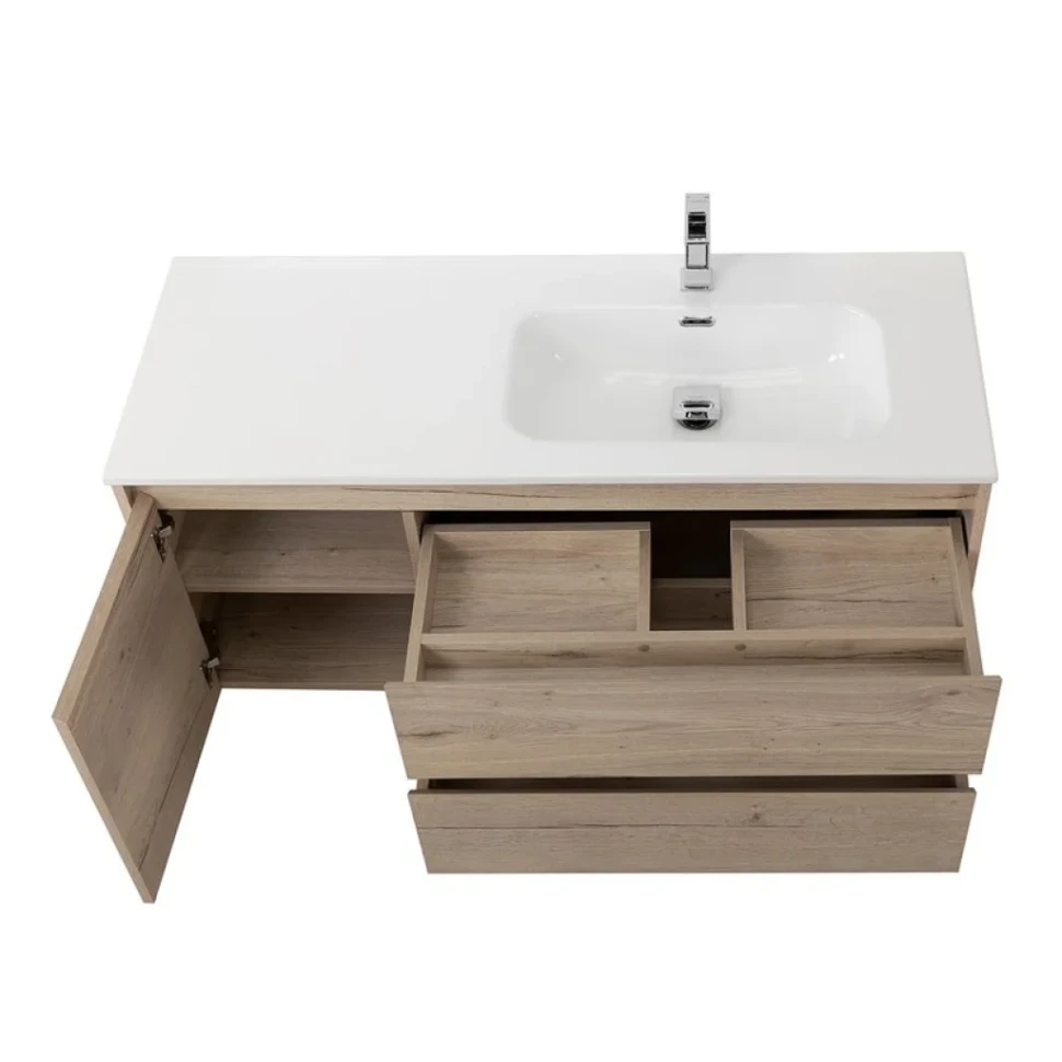Тумба с раковиной BelBagno Kraft R, 120 2 ящика, дверца, rovere galifax bianco