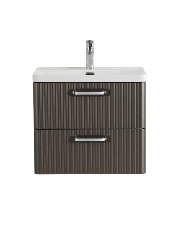 Тумба с раковиной BelBagno Due 50 ручки хром полированный, оружейная сталь