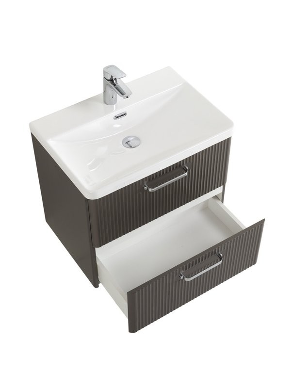 Тумба с раковиной BelBagno Due 50 ручки хром полированный, оружейная сталь