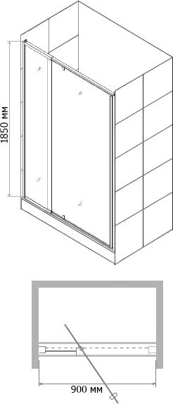 Душевой уголок RGW Passage PA-02+80 см (77-90)x80x185 профиль хром, стекло прозрачное