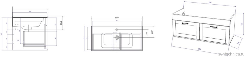 Тумба с раковиной Sanflor Ванесса 95, подвесная, белая