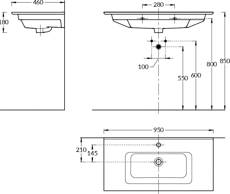 Тумба с раковиной Sanflor Ванесса 95, подвесная, белая