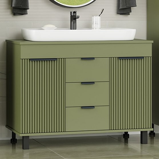 Тумба с раковиной Brevita Enfida 100 напольная, зеленая