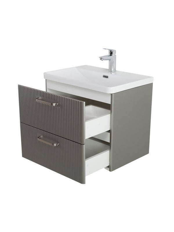 Тумба с раковиной BelBagno Due 50 ручки матовый атласный никель, сатин