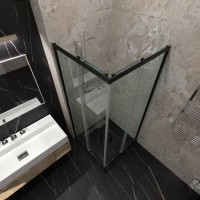 Душевой уголок Triton 80x80 см, без поддон, профиль черный, стекло прозрачное