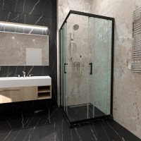 Душевой уголок Triton 80x80 см, без поддон, профиль черный, стекло прозрачное