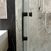 Душевой уголок Triton 80x80 см, без поддон, профиль черный, стекло прозрачное