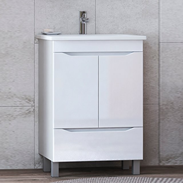 Тумба под раковину Vigo Grani 60 напольная, 2 дверцы, 1 ящик, белая