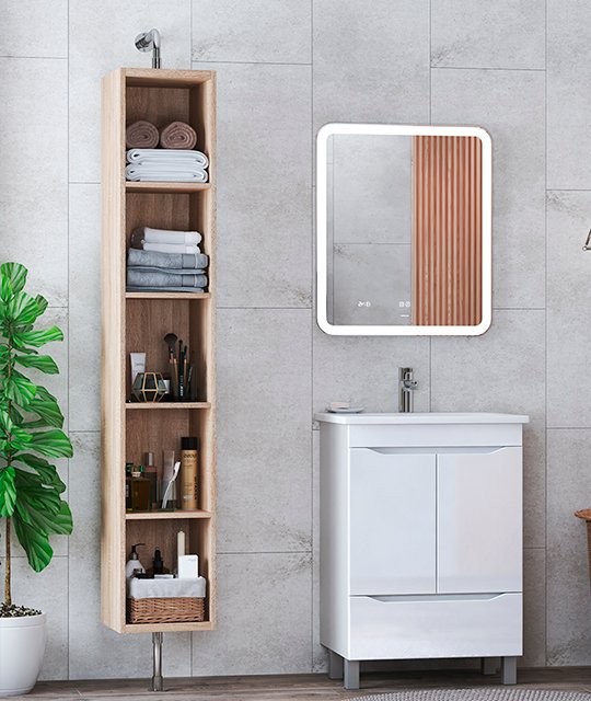 Тумба под раковину Vigo Grani 60 напольная, 2 дверцы, 1 ящик, белая