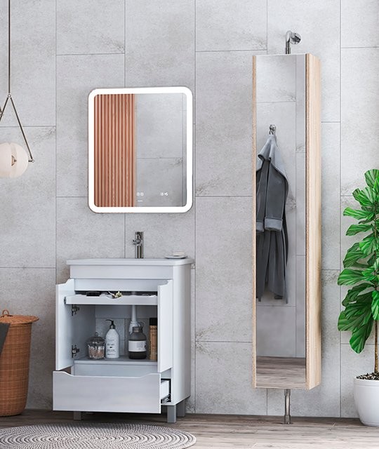 Тумба под раковину Vigo Grani 60 напольная, 2 дверцы, 1 ящик, белая