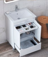 Тумба под раковину Vigo Grani 60 напольная, 2 дверцы, 1 ящик, белая