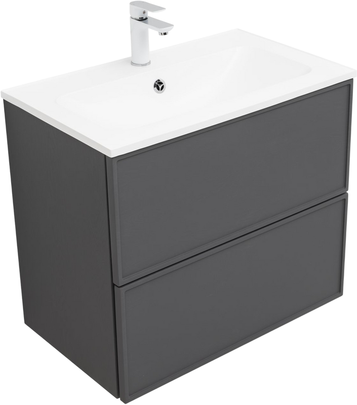 Тумба с раковиной Aquanet Арт 75 подвесная, ясень графит