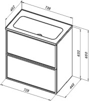 Тумба с раковиной Aquanet Арт 75 подвесная, ясень графит