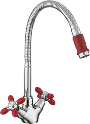 Смеситель для кухни Fashun A43127-10 хром, красный