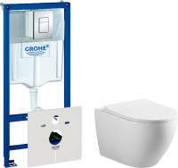 Комплект Унитаз подвесной Vincea Esse VT1-211 + Инсталляция Grohe Rapid SL 38772001 3 в 1 с кнопкой смыва + Шумоизоляция 37131000