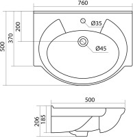 Мебельная раковина Santek Байкал 1WH110259 75