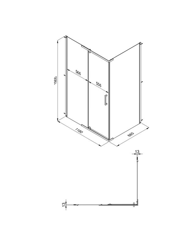 Душевой уголок Triton Терра Хром 120х80 см, профиль хром глянец, стекло прозрачное