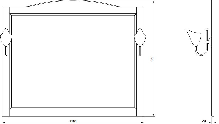 Зеркало ValenHouse Эллина 120 кальяри, основа светильника золото