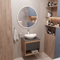 Тумба с раковиной Teymi Ritta 55 дуб эврика, матовый графит, раковина Lori 60