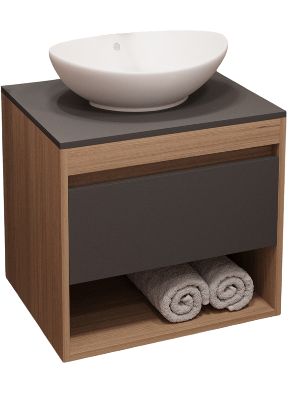 Тумба с раковиной Teymi Ritta 55 дуб эврика, матовый графит, раковина Lori 60