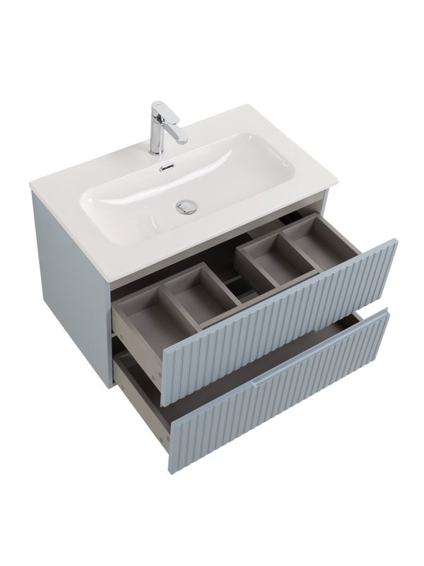 Мебель для ванной комнаты Cezares Duet-n 80 подвесная, 2 ящика, жемчужная голубая