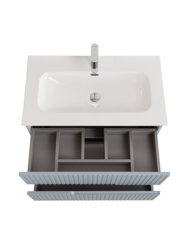 Мебель для ванной комнаты Cezares Duet-n 80 подвесная, 2 ящика, жемчужная голубая