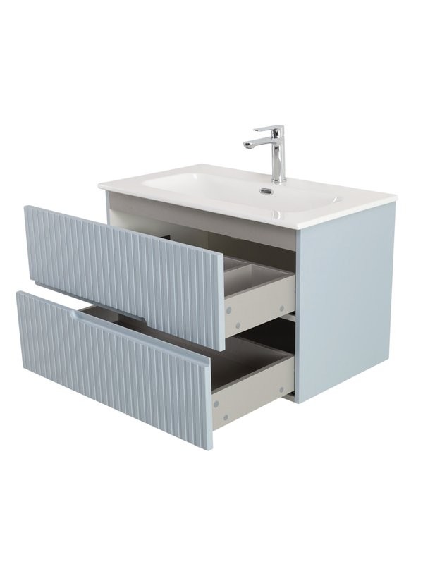Мебель для ванной комнаты Cezares Duet-n 80 подвесная, 2 ящика, жемчужная голубая