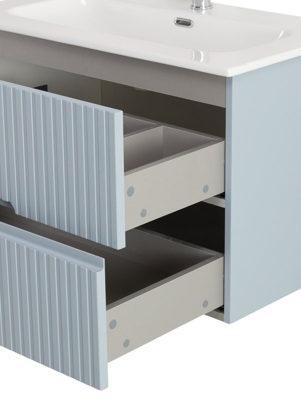 Мебель для ванной комнаты Cezares Duet-n 80 подвесная, 2 ящика, жемчужная голубая