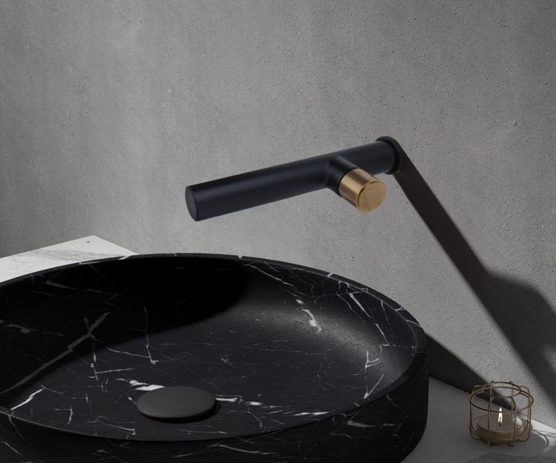Смеситель для раковины Bronze de Luxe Avantgarde 2021MH С ВНУТРЕННЕЙ ЧАСТЬЮ, черный, розовое золото