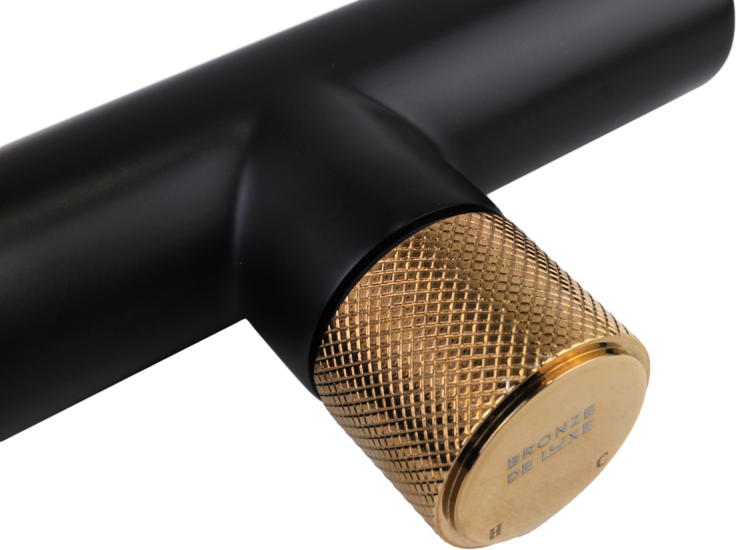 Смеситель для раковины Bronze de Luxe Avantgarde 2021MH С ВНУТРЕННЕЙ ЧАСТЬЮ, черный, розовое золото
