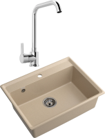 Комплект Мойка GranFest Level LV-660 песочная + Смеситель MEGA Ege MG-PL10 хром