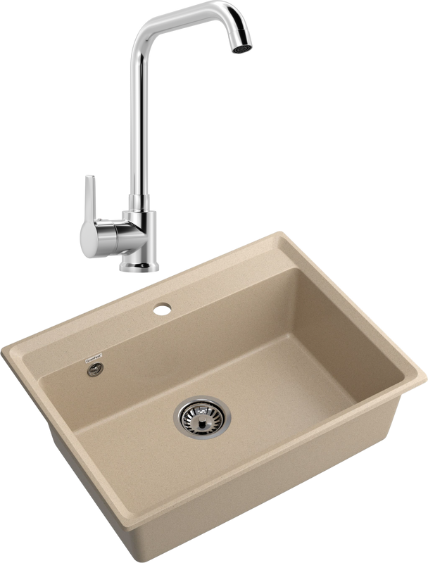 Комплект Мойка GranFest Level LV-660 песочная + Смеситель MEGA Ege MG-PL10 хром