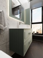 Тумба под раковину со столешницей La Fenice Cubo Twin 100 подвесная, серая, столешница белый мрамор, ручка белая