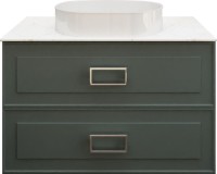 Тумба под раковину со столешницей La Fenice Cubo Twin 100 подвесная, серая, столешница белый мрамор, ручка белая