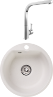 Комплект Мойка GranFest Smart SM 435 белый + Смеситель MEGA Mega