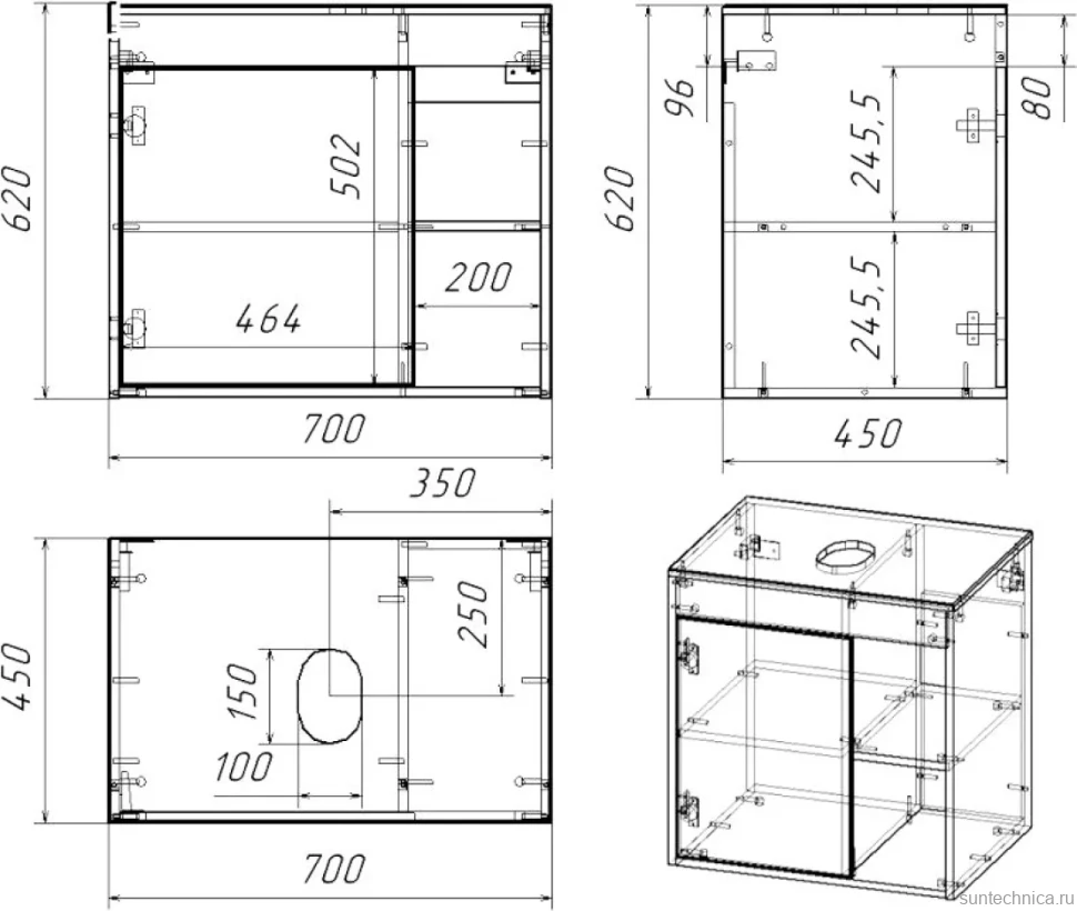 Тумба с раковиной Teymi Nura 70 дуб эврика, матовый графит, раковина Helmi Mini 38