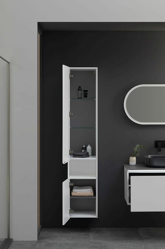 Шкаф пенал для ванной Allen Brau Infinity 35 L подвесной, белый матовый
