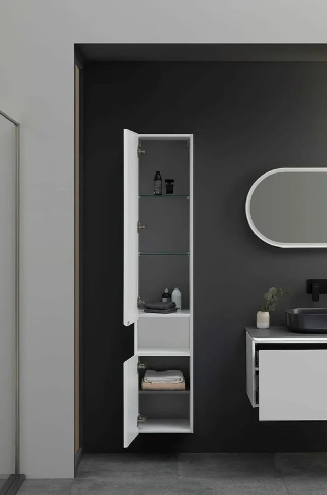 Шкаф пенал для ванной Allen Brau Infinity 35 L подвесной, белый матовый