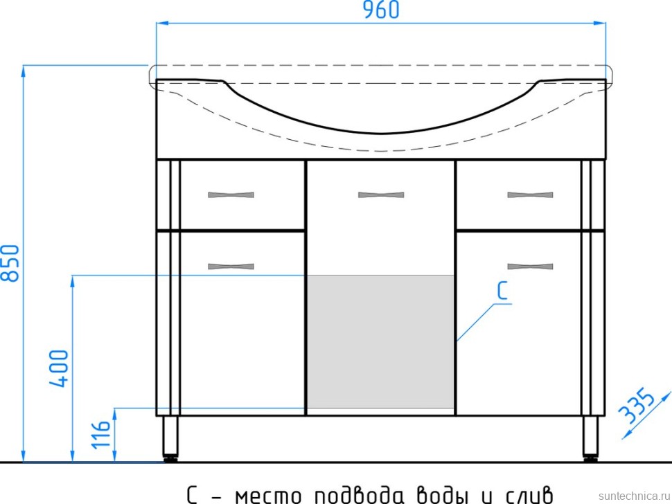 Тумба под раковину Style Line Эко Стандарт №26 100 белая