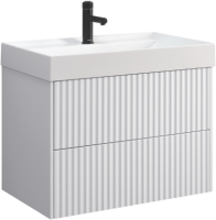 Тумба с раковиной Belux Сиртаки 70 подвесная, белая глянцевая